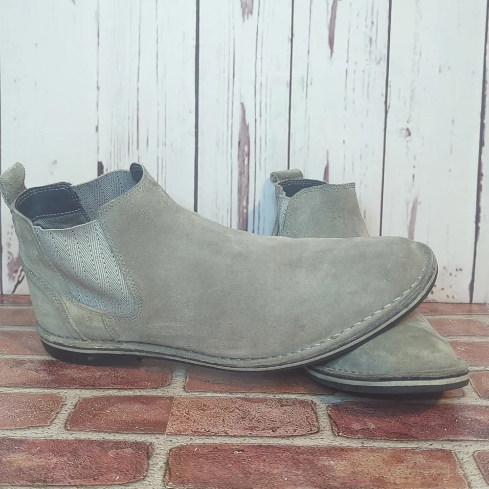 Steve‎ Madden Mens Grey Sand Suede Intuit Leather Chelsea Boot Size 12